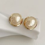 Elevate Your Look With These Classic Half-round Imitation Pearl Earrings As Halloween Chrismas Gift