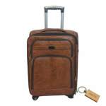 Smte Premium Leather Suitcase Large 75CM With Smte Keyring 1 Piece Light Brown With Keychain