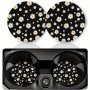 2PCS Daisy Flower Faux Leather Car Cup Holder Coasters - Non-slip Washable Perfect Gift For Women Cute Floral Auto Interior Accessories