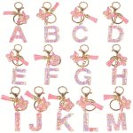 A-m Alphabet Initial Letter Keychain Cute Butterfly Resin Key Chain Ring Purse Bag Backpack Charm Earbud Case Cover Accessories