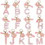 A-M Alphabet Initial Letter Keychain Cute Butterfly Resin Key Chain Ring Purse Bag Backpack Charm Earbud Case Cover Accessories Women Female Gift