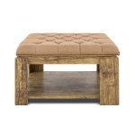 Coffee Table Wood Upholstered Top – Brown