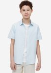 Short-sleeved Cotton Shirt - Light Blue