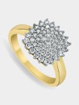 9CT Yellow Gold & 0.54CT Diamond Cushion Cluster Ring