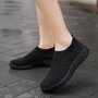 Women's Lightweight Low Top Knit Sneakers Breathable Solid Color Soft Sole Casual Shoes Women's Sport Footwear