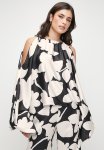Edit Cold Shoulder Gauged Neck Blouse - Mono Floral