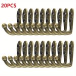 10 20PCS Vintage Style Bronze Wall Hooks Fashionable Single Robe Coat Hat Hangers With Screws Home Storage Organization Wall Mou