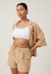Cotton On Frankie Linen Cargo Short - Golden Sand