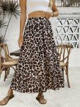 Leopard Print High Waist Skirt Elegant A-line Skirt For Spring & Summer Women's Clothing