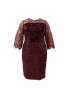 Plus Size Sequin Stitching Split Dress Casual Geometric Pattern Crew Neck Dress Women's Plus SizeClothing