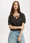 Cotton On Tully Textured Cotton Blouse - Washed Black