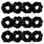 12PCS Soft And Stylish Black Velvet Hair Scrunchies - Perfect For Ladies' Hair Ties And Bobbles