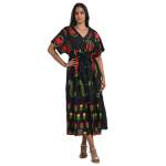 Floral Embroidered Tiered Maxi Dress - Black Free