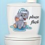 Contemporary Style Cartoon Elephant Wall Sticker 1pc PVC "Please Flush" Toilet Decor Self-Adhesive Bathroom Decal Animal Theme Matte Finish Wall Art Easy Install &