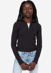 Ribbed Zip-through Hoodie - Black