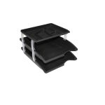 Optima Letter Trays 2 With Organiser 9828 Black