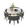 Modern Marble Top Mdf Dining Table And Chairs Set 5PC -round Table