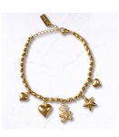 Diamante Teddy Charm Bracelet - Gold Free