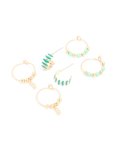 Goldair Gold Green Beaded & Leaf Huggie Earrings 3 Pack