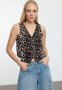 Fitted Leopard Patterned Fitted Vest - Multicolored