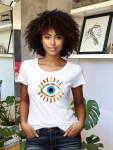 Evil Eye Fitted Tee - White - Medium