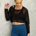 Sheer Elegance Crop Top Black - L Black