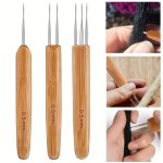 3PCS BAG 0.5MM 0.75MM Double Crochet Needle For Locs Bamboo Dreadlock Crochet Hook Dreadlock Needle For Braids