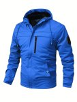 Men's Solid Hooded Jacket For Outdoor Sports Trendy Stylish Casual Jacket For Male