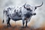 Canvas Wall Art - Large Nguni Bull Painting. - A1605 - 120 X 80 Cm