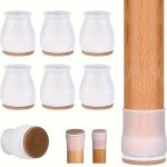 20-PACK Silicone Chair Leg Floor Protectors With Anti-slip Felt Pads Transparent Furniture Leg Caps Prevents Scratches And Reduc