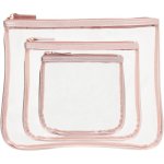 Clicks Pvc 3 Piece Cosmetic Bag Set With Rose Gold Trim