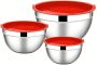 Homgem 6-PIECE Stainless Steel Mixing Bowls With Lids Red.
