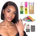 8BOB Straight Full Frontal 13X4 Glueless Wig Brazilian Hair Combo