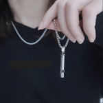 Retro Titanium Steel Whistle Handcrafted Zinc Alloy Durable Survival Tool For Outdoor Sports & Leisure Keychain Pendant - 1PC