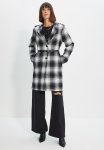 Belted Plaid Coat - Black