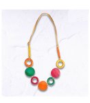 Wooden Circle Disc Necklace - Multi Free