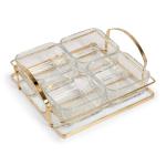 Goldair Gold Tray With Glass Bowls