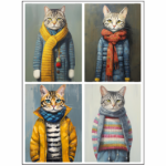 Tear Resistant Deco Print A6 Winter Cats