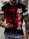 Men's Lion Print T-Shirt Casual Short Sleeve Crew Neck Tee Men's Clothing For Summer Outdoor