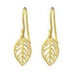 Layomi-gold Gold Plated 925 Sterling Silver Leaf Dangle Earrings