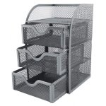 M850 Wire Mesh 3-DRAWER MINI Desktop Organizer - Silver