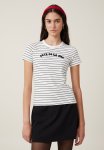 Cotton On Fitted Graphic Longline Tee - Fete De La Mer black White Stripe