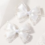 Darbiny 2PCS Elegant Lace Bow Hair Clips For Girls - Sweet & Chic All-season Accessory