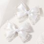 Darbiny 2pcs Elegant Lace Bow Hair Clips For Girls - Sweet & Chic All-Season Accessory
