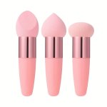 Makeup Applicator Sponge 3PCS Makeup Sponge Pens With Handle Foundation Blending Sponge Powder Application Powder Puff For Powde