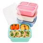 Bento Box For Kids 4 Pack - Snack Containers - Bento Snack Boxes 3-COMPARTMENT Food Containers For School Work And Travel Meal Prep Containers Reu