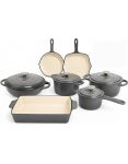 11-PIECE Enamel Cast Iron Casserole Cookware Set Heavy-duty Heat-retaining Pots & Pans Non-stick Enamel Coating Ergonomic Handle