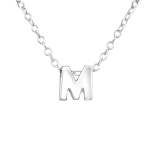 Kiara 925 Sterling Silver A-z Any Initial Letter Necklace 5X6MM 45CM Chain - M