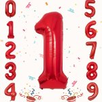 1PC 40.64 Cmred Aluminum Film Digital Balloons Happy Birthday Party Decoration Scene Decoration Home Decoration Christmas Decora
