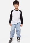 Loose Fit Cotton Twill Joggers - Light Denim Blue